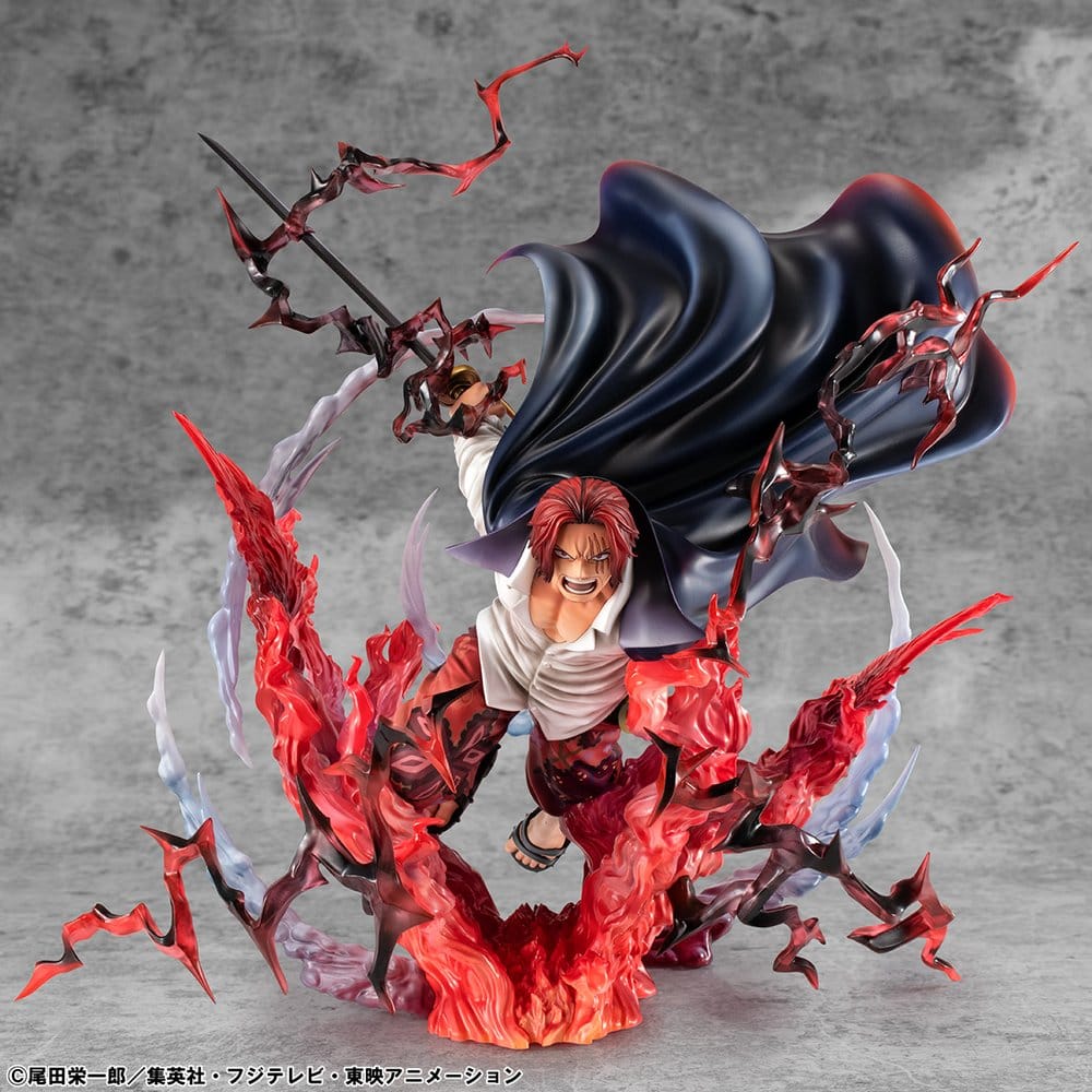 PRE ORDINE - One Piece P.O.P SA-MAXIMUM PVC Statue Leader of Red Hair Pirates Red-Haired Shanks Kamusari 25 cm