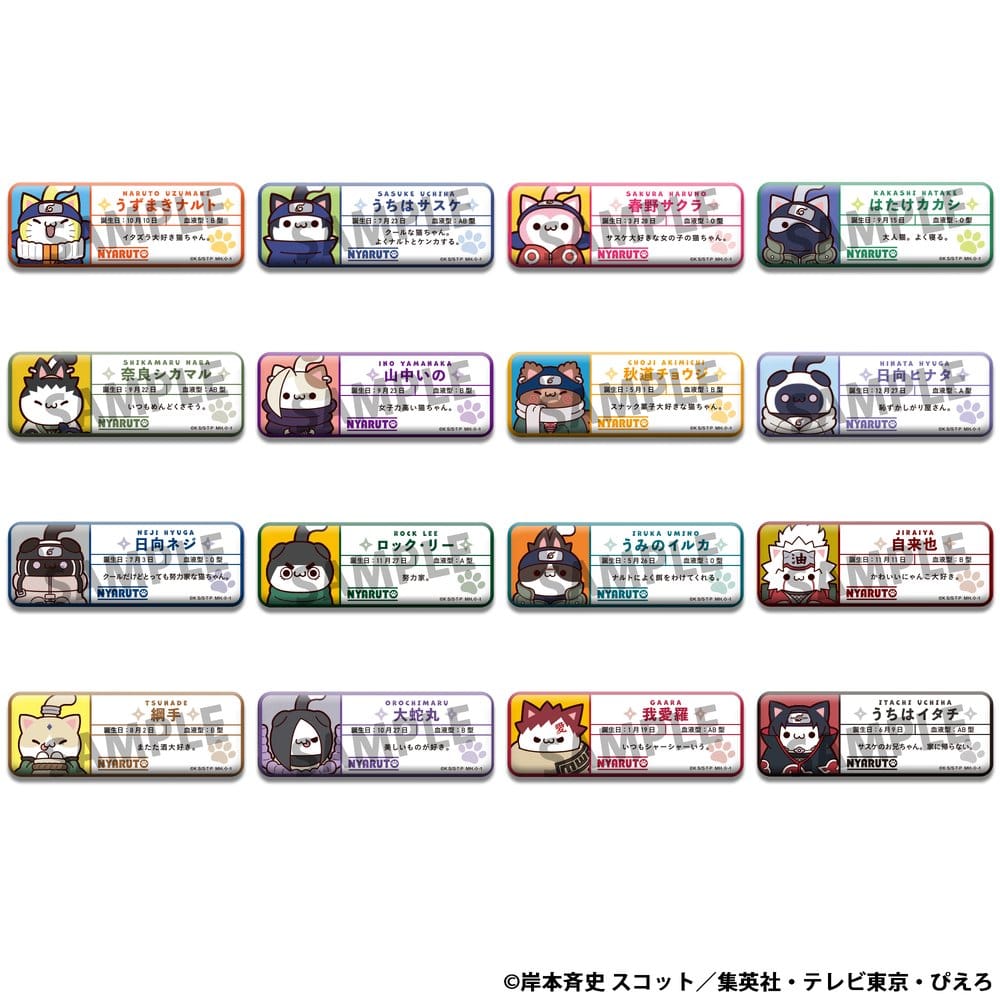 PRE ORDINE - Naruto Mega Cat Project Nyaruto! Enamel Pins Name 5 cm Assortment (16)