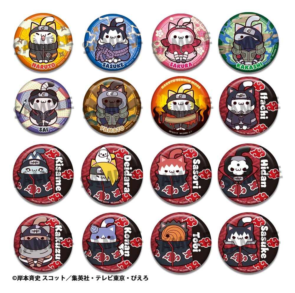 PRE ORDINE - Naruto Shippuden Mega Cat Project Nyaruto! Enamel Pins Collection 2 6 cm Blind Box Assortment (16)