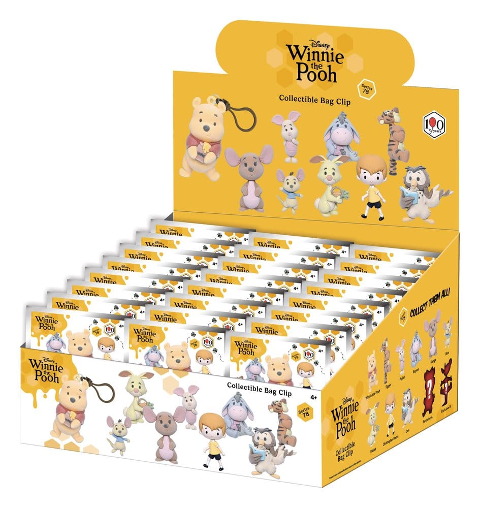 PRE ORDINE - Winnie the Pooh 100th Anniversary 3D PVC Bag Clips Series 78 Blind Bag Display (24) (Flocked)