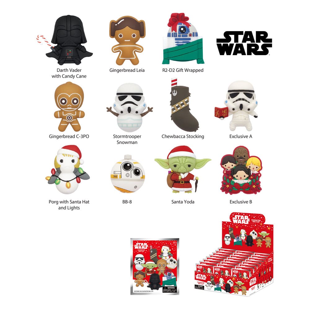 PRE ORDINE - Star Wars 3D PVC Bag Clips Star Wars Christmas Series 1 Display (24)