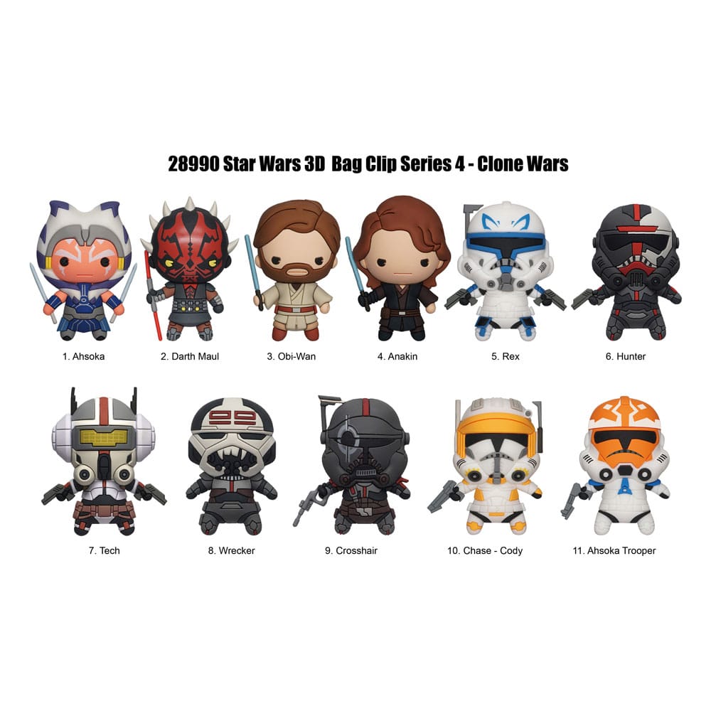 PRE ORDINE - Star Wars Clone Wars 3D PVC Bag Clips  Series 4 Display (24)