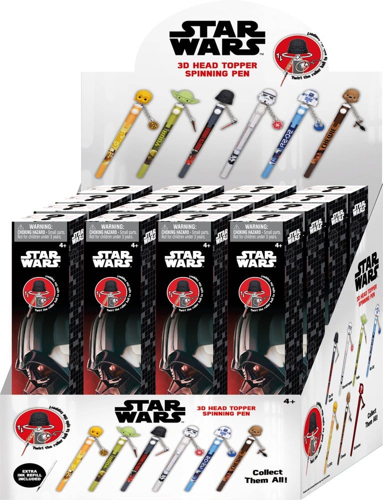 PRE ORDINE - Star Wars 3D Head Topper Spinning Pen Display (12)