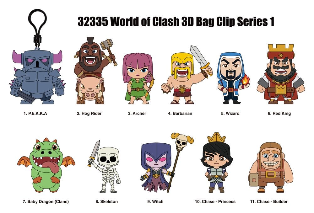 PRE ORDINE - World of Clash 3D PVC Bag Clips Series 1 Blind Bag Display (24)