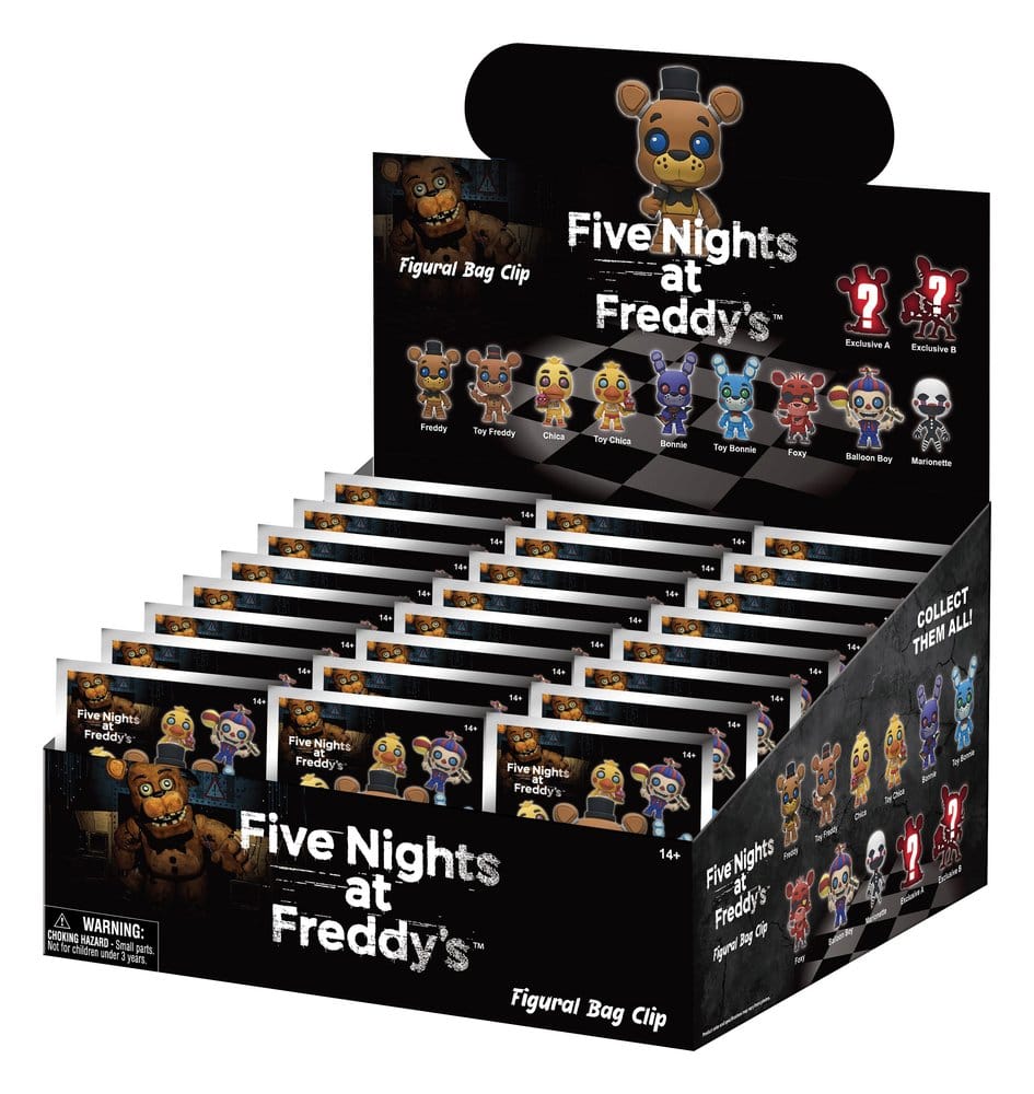 PRE ORDINE - Five Nights at Freddy's 3D PVC Bag Clips Series 1 Display (24)