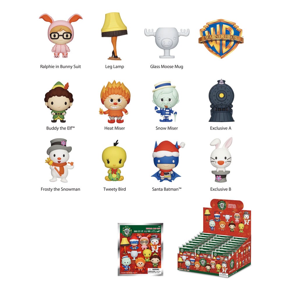 PRE ORDINE - Warner Brothers 3D PVC Bag Clips WB Christmas Series 1 Display (24)