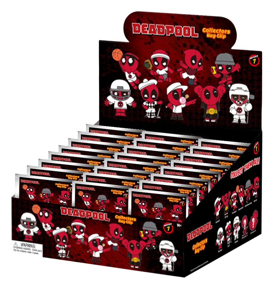 PRE ORDINE - Deadpool 3D PVC Bag Clips Series 7 Display (24)