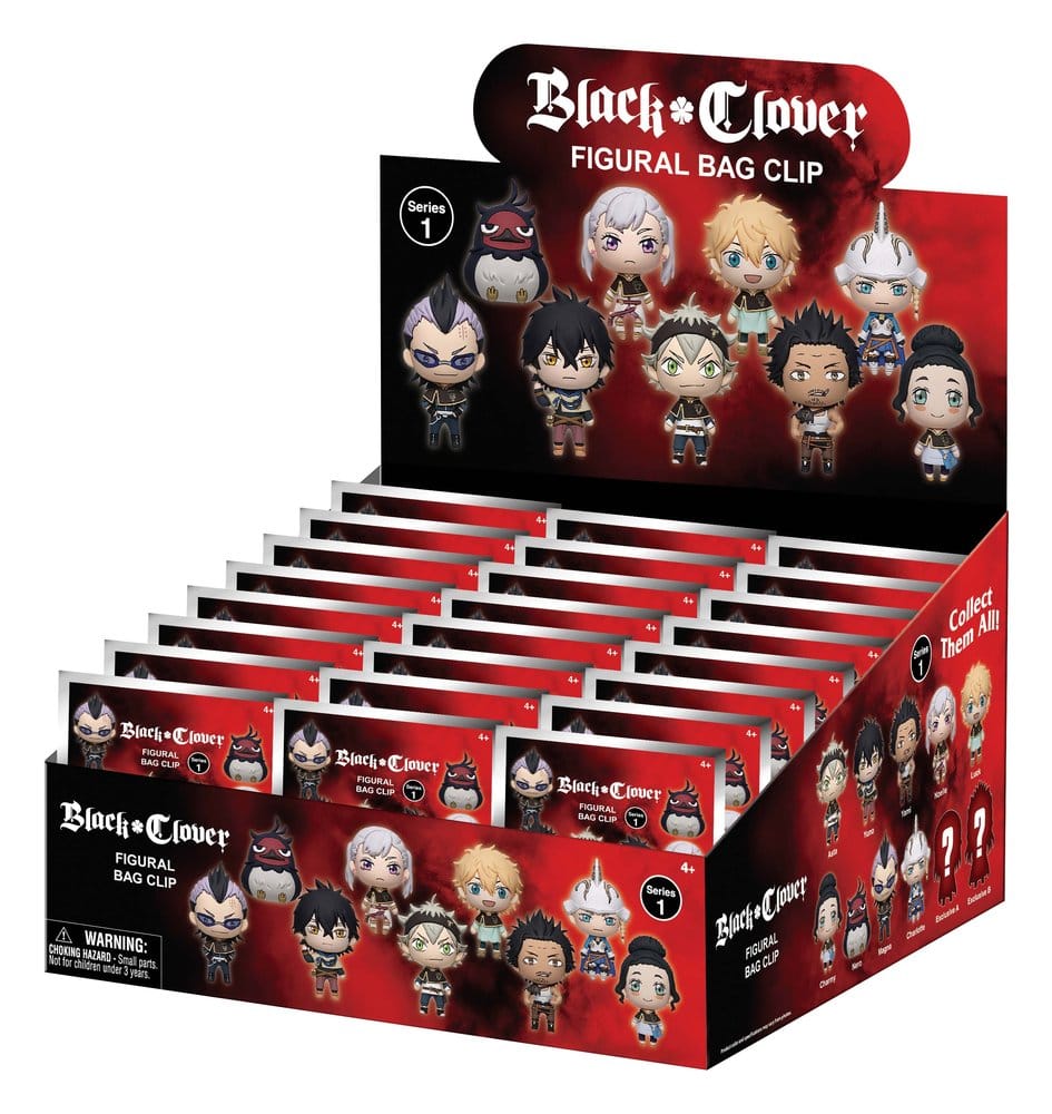 PRE ORDINE - Black Clover 3D PVC Bag Clips Serie 1 Display (24)
