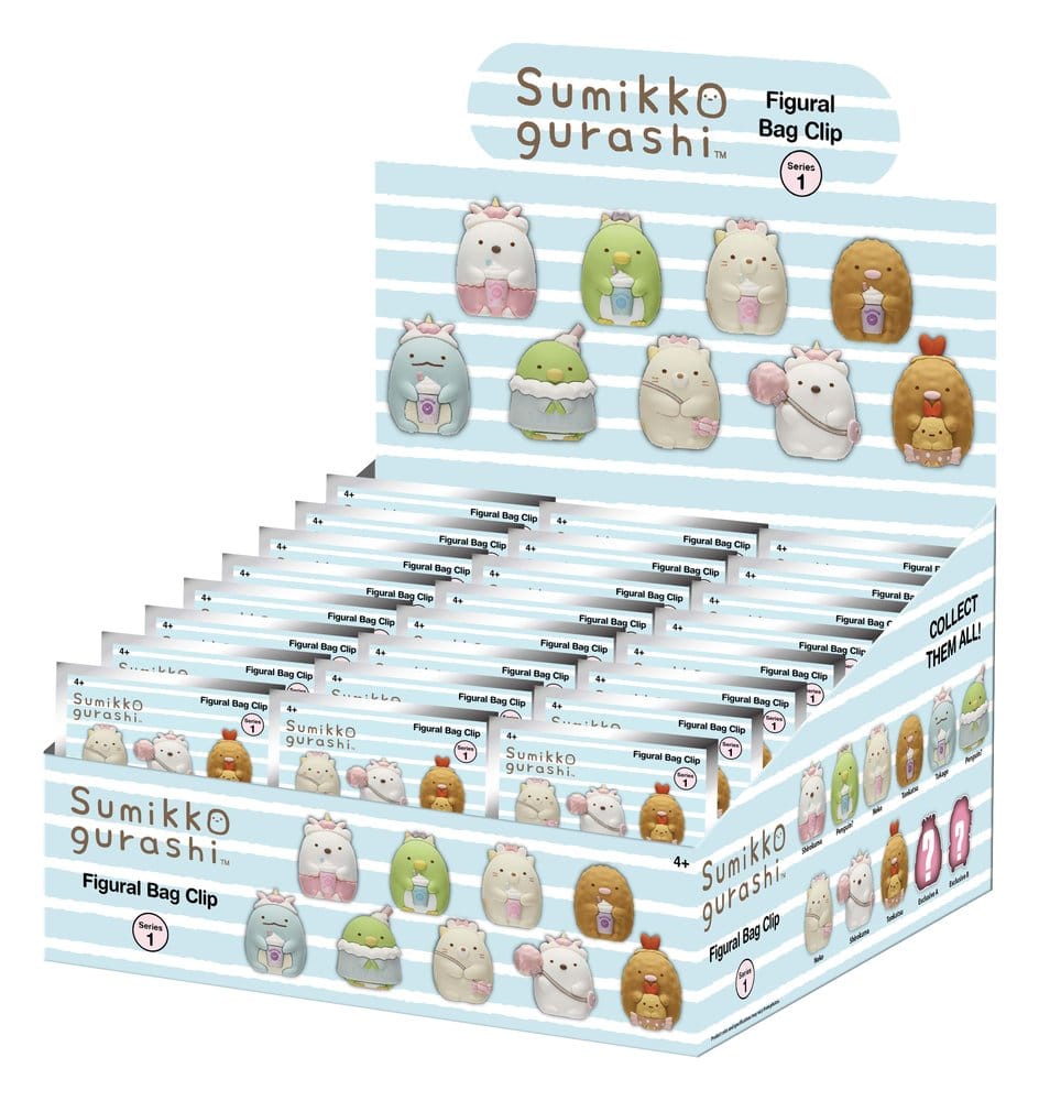 PRE ORDINE - Sumikko Gurashi 3D PVC Bag Clips Series 1 Blind Bag Display (24)