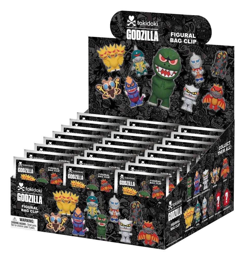 PRE ORDINE - Tokidoki x Godzilla 3D PVC Bag Clips Display (24)