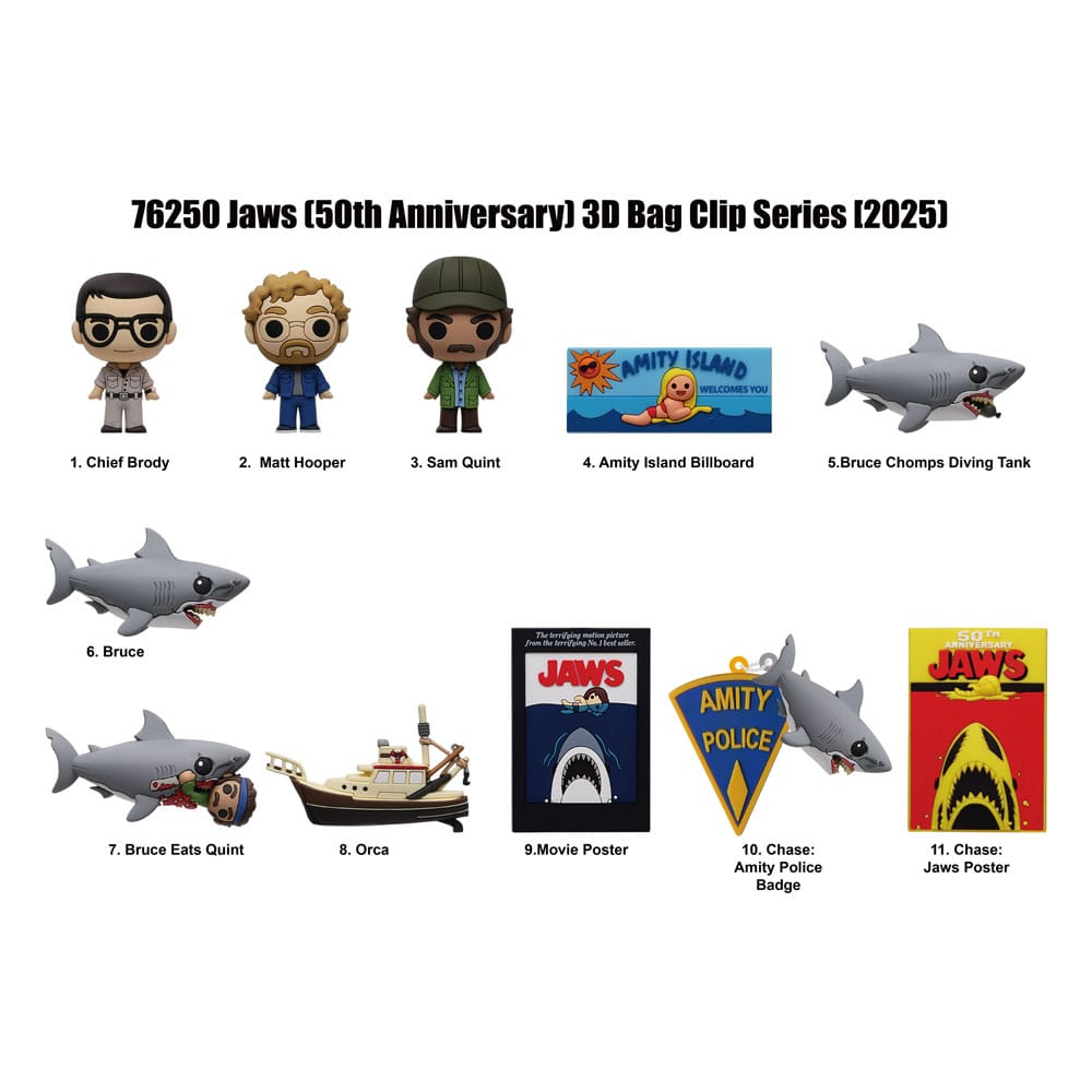 PRE ORDINE - Jaws 3D PVC Bag Clips 50th Anniversary Series 1 Display (24)