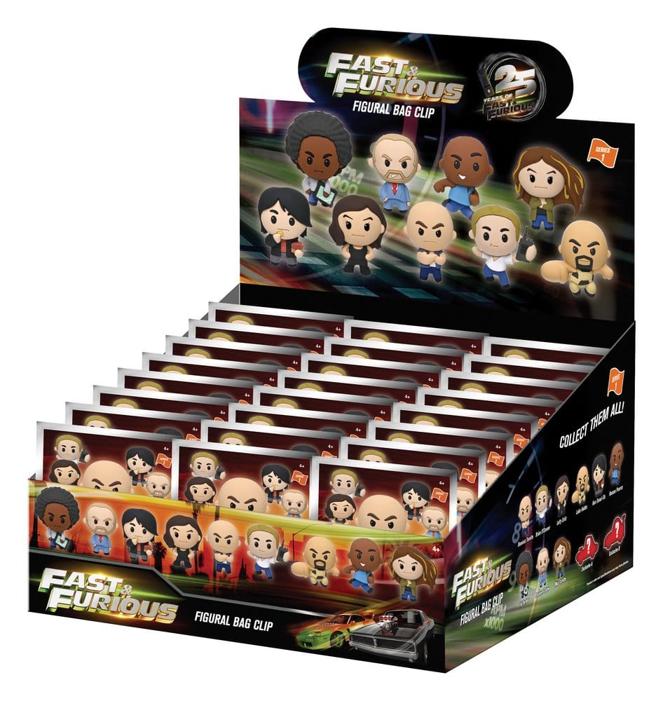 PRE ORDINE - Fast & Furious 25th Anniversary 3D PVC Bag Clips Series 1 Blind Bag Display (24)