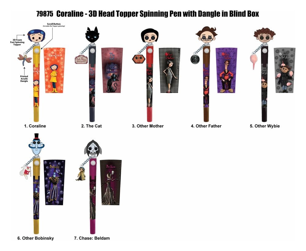 PRE ORDINE - Coraline 3D Head Topper Spinning Pen Display (12)
