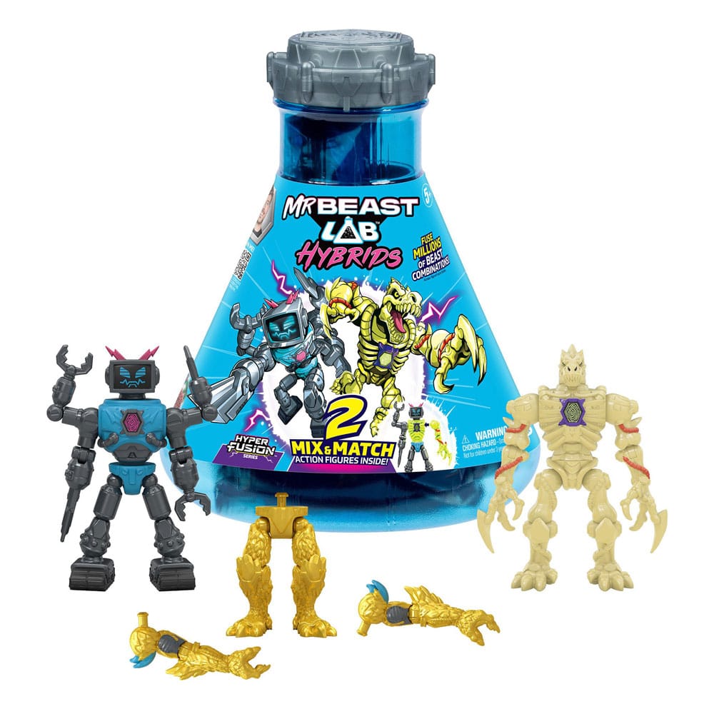 PRE ORDINE - Mr. Beast Lab Hybrids Series 2 Mini Figuren 2er-Pack Lab-Bot vs Gid Skeleton 11 cm