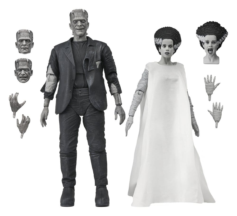PRE ORDINE - Universal Monsters 2-Pack Action Figure Bride of Frankenstein 90th Anniversary The Monster & His Mate (B&W) 18 cm