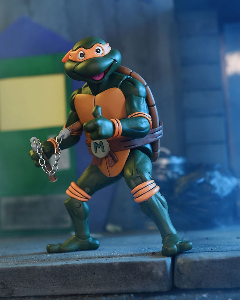 PRE ORDINE - Teenage Mutant Ninja Turtles (1987 Cartoon) Action Figure Ultimate Michelangelo (VHS) 18 cm