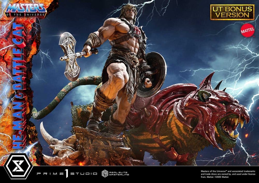 PRE ORDINE - Masters of the Universe Real Elite Masterline Series Statue 1/4 He-Man & Battle Cat Ultimate Bonus Version 86 cm