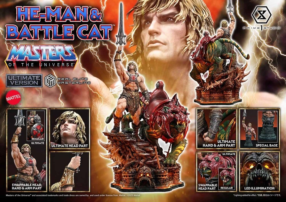 PRE ORDINE - Masters of the Universe Real Elite Masterline Series Statue 1/4 He-Man & Battle Cat Ultimate Bonus Version 86 cm