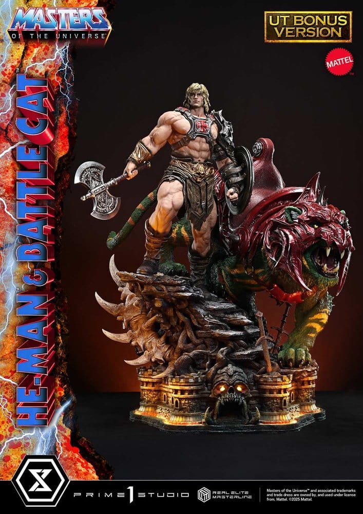 PRE ORDINE - Masters of the Universe Real Elite Masterline Series Statue 1/4 He-Man & Battle Cat Ultimate Bonus Version 86 cm