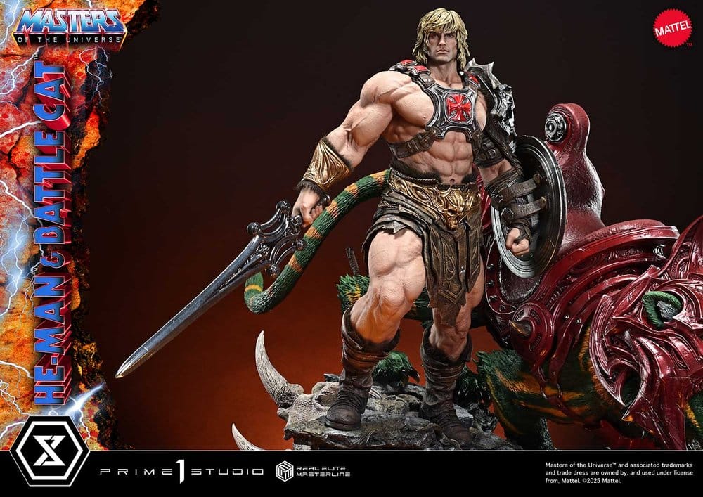 PRE ORDINE - Masters of the Universe Real Elite Masterline Series Statue 1/4 He-Man & Battle Cat Ultimate Bonus Version 86 cm