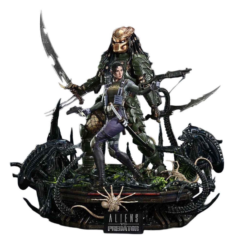 PRE ORDINE - Aliens vs. Predator (Comic) Ultimate Premium Masterline Statue 1/4 Machiko & Broken Tusk Predator Deluxe Version 84 cm