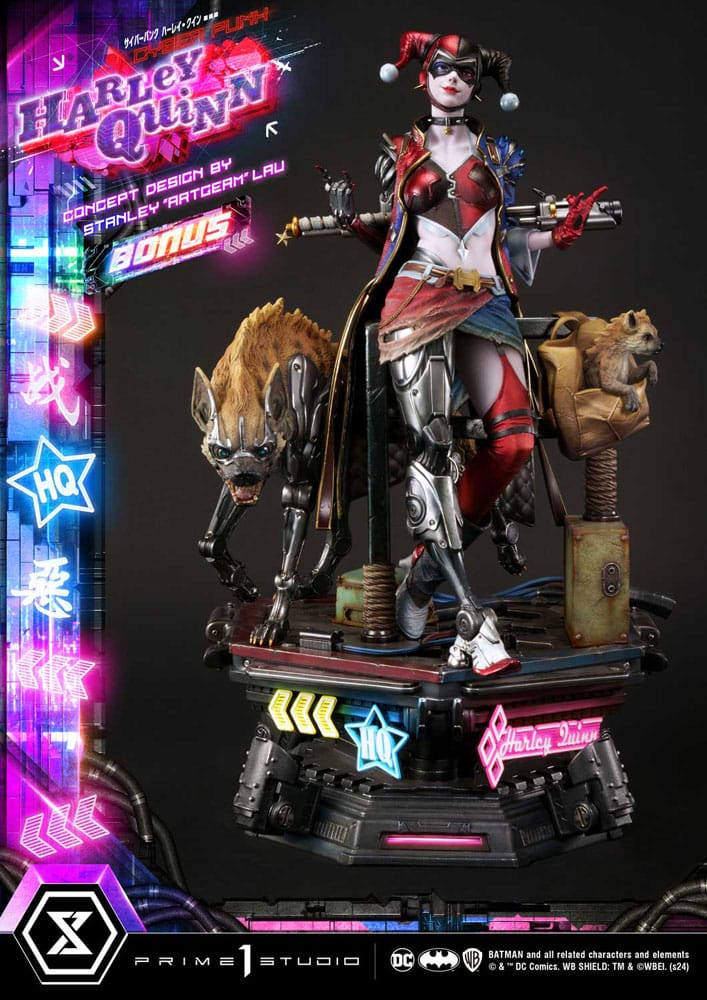 PRE ORDINE - Batman Ultimate Premium Masterline Series Statue Cyberpunk Harley Quinn Deluxe Bonus Version 60 cm