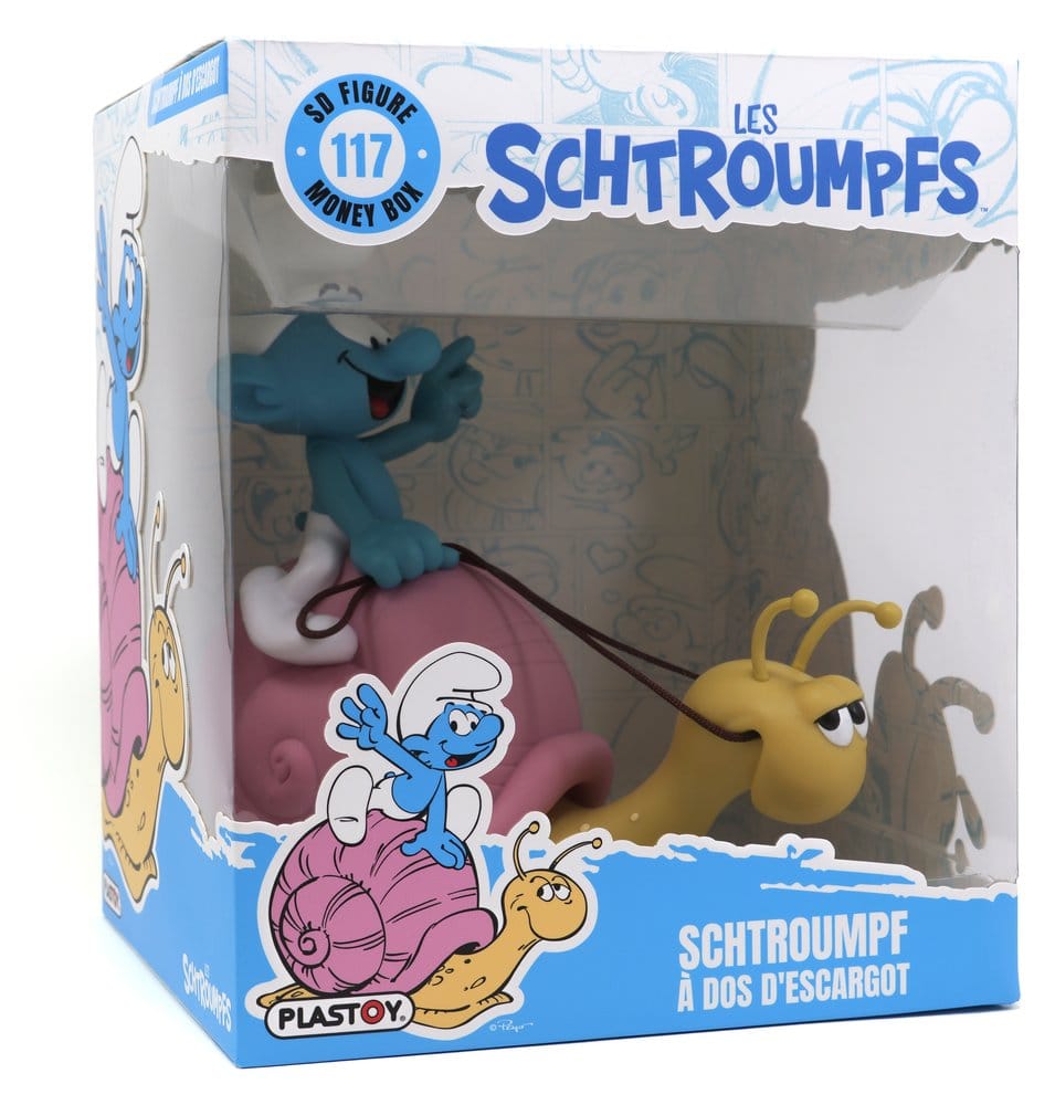 PRE ORDINE - The Smurfs: Money Box Smurf on a Snail's Back 19 cm