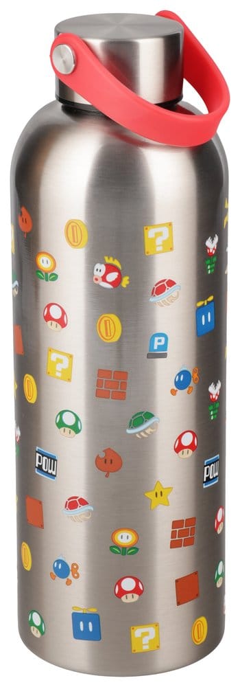 Super Mario Metal Water Bottle with Carry Loop