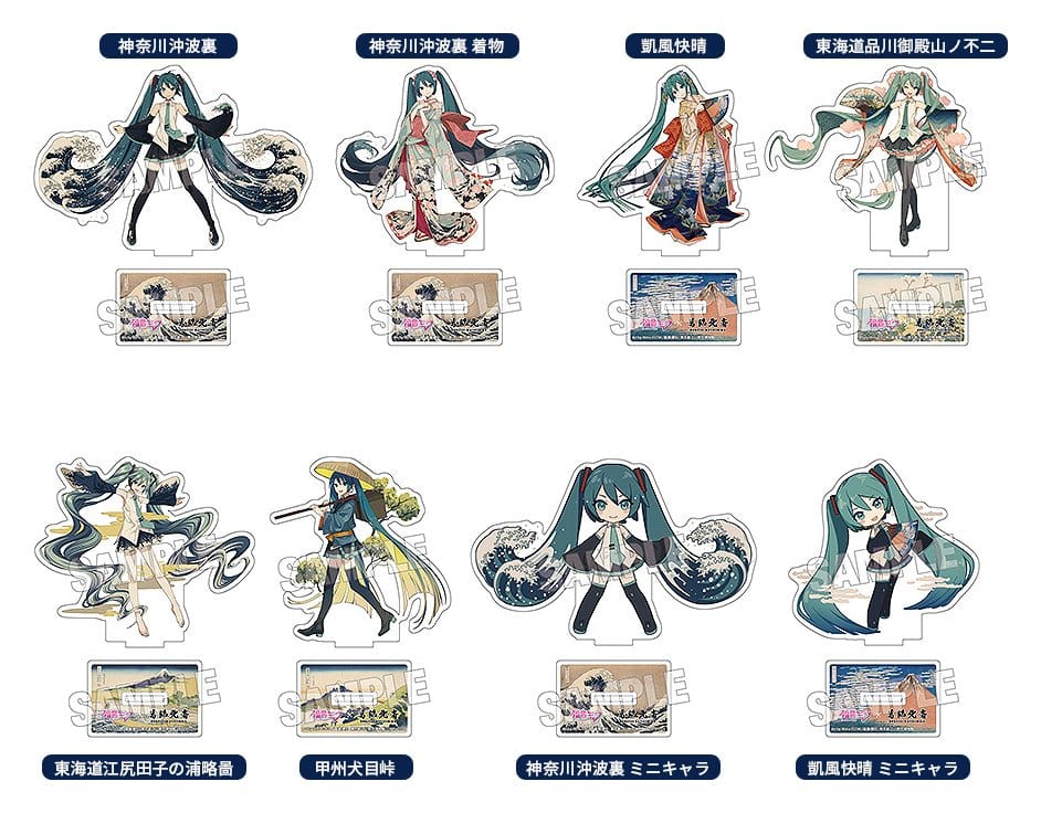 PRE ORDINE - Hatsune Miku x Katsushika Hokusai iXima Die-Cut Acrylic Stand The Great Wave off Kanagawa 10 cm (5)