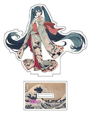 PRE ORDINE - Hatsune Miku x Katsushika Hokusai iXima Die-Cut Acrylic Stand The Great Wave off Kanagawa (Kimono) 10 cm (5)