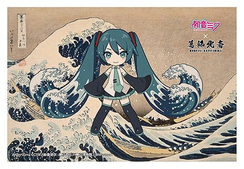 PRE ORDINE - Hatsune Miku x Katsushika Hokusai iXima Postcard The Great Wave off Kanagawa (Chibi Character) (10)