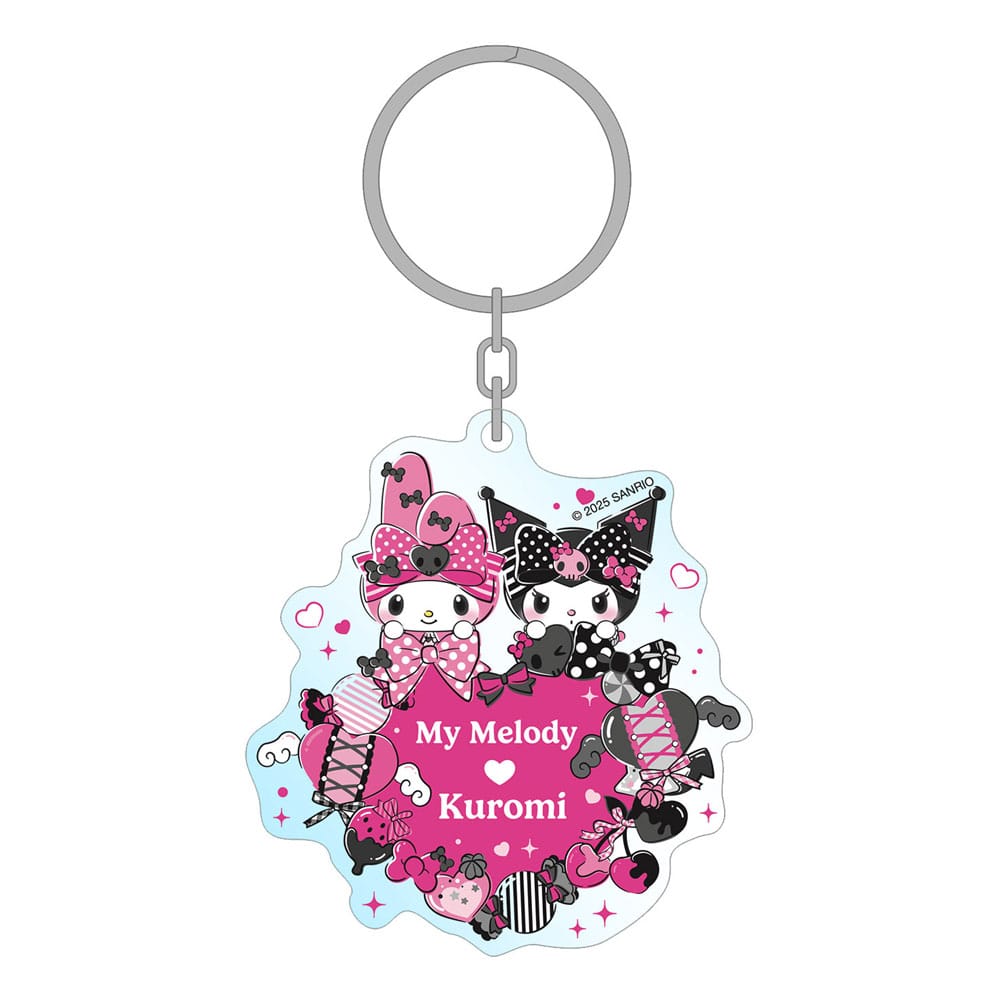 PRE ORDINE - Sanrio Pink Black Party Series Acrylic Keychain My Melody & Kuromi 7 cm