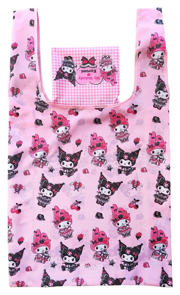 PRE ORDINE - Sanrio Pink Black Party Series Tote Bag Kuromi & My Melody Foldable