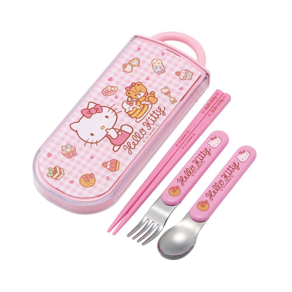 PRE ORDINE - Hello Kitty Chopsticks & Spoon & Fork Set Sweety pink