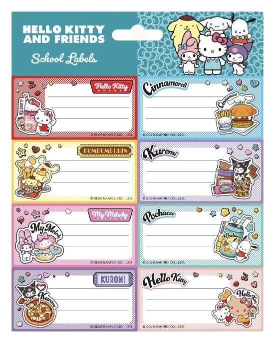 PRE ORDINE - Hello Kitty and Friends School Labels American Diner Version