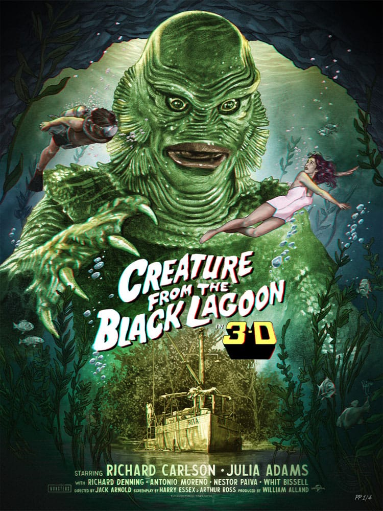 PRE ORDINE - The Creature from the Black Lagoon Art Print Creature from the Black Lagoon (3D Variant) by Ruiz Burgos 61 x 46 cm - unframed