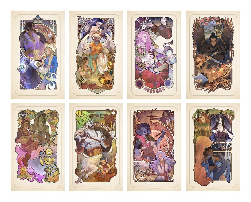 PRE ORDINE - Critical Role Art Print 10th Anniversary Art Nouveau Illustrations 46 x 28 cm - unframed (Set of 8)