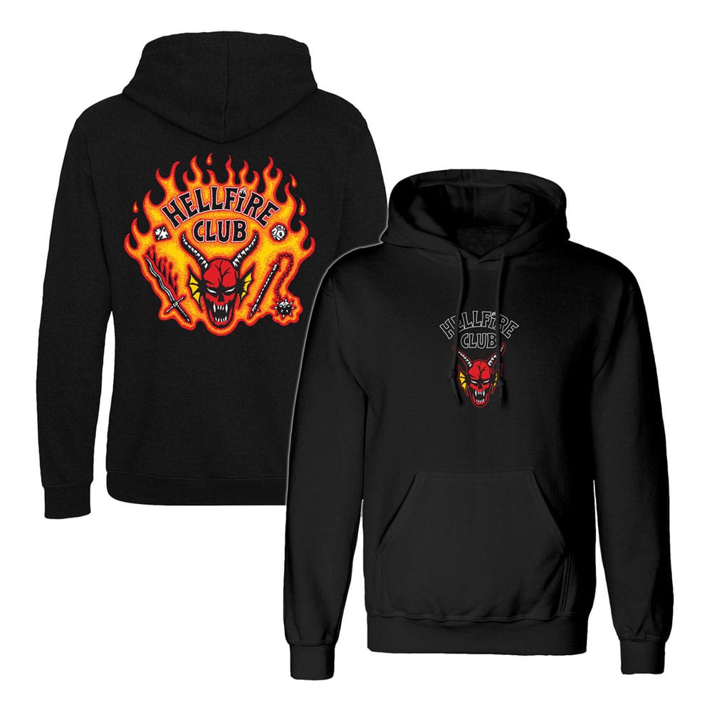 Stranger Things Hooded Sweater Hellfire Club Flames Size XL