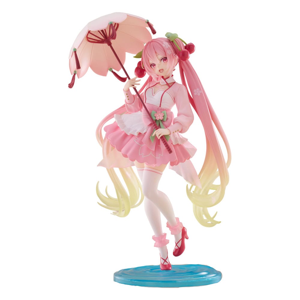 PRE ORDINE - Hatsune Miku AMP PVC Statue Newley Written Sakura Miku Sakura Dress Ver. 21 cm