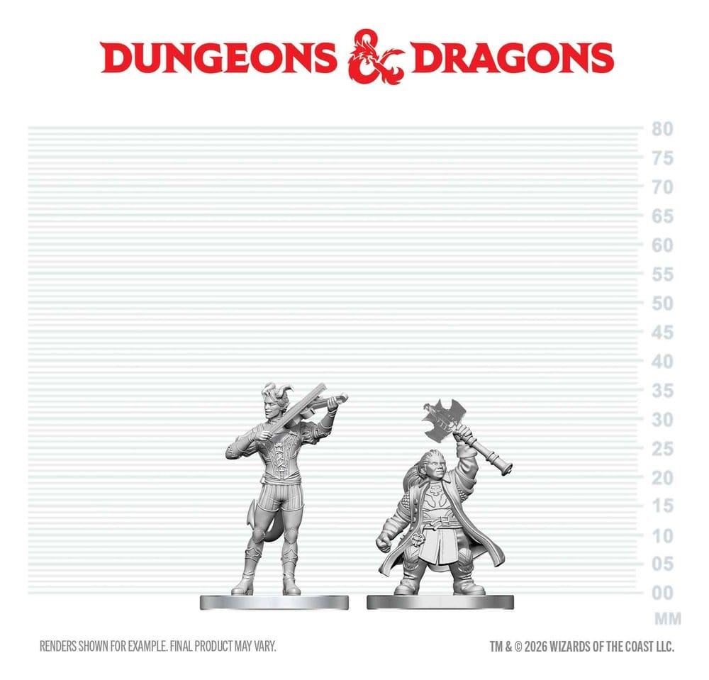 PRE ORDINE - D&D Nolzur's Marvelous Miniatures Mini Figures Tiefling Bard & Dwarf Cleric 13 cm