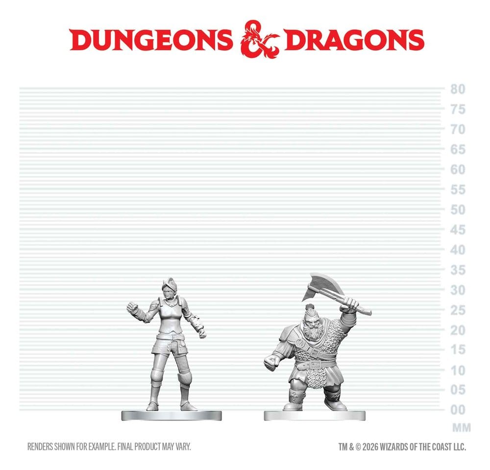 PRE ORDINE - D&D Nolzur's Marvelous Miniatures Mini Figures Cultist of Bane & Dwarf Zhentilar Soldier 13 cm