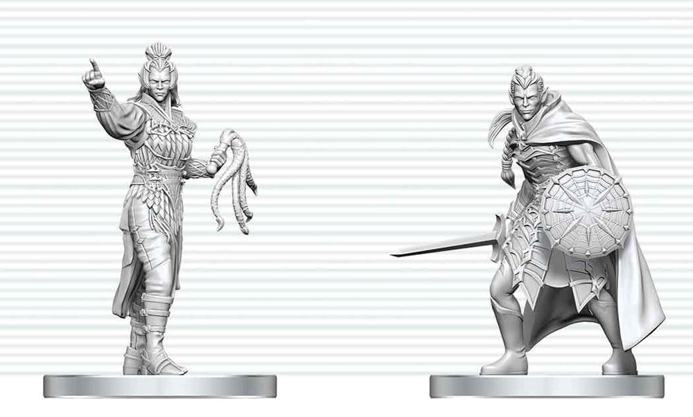 PRE ORDINE - D&D Nolzur's Marvelous Miniatures Mini Figures Drow Elite Warrior & Drow Priestess of Lolth 13 cm